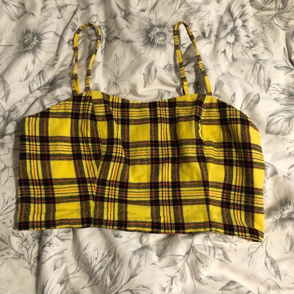 Yellow plaid crop top